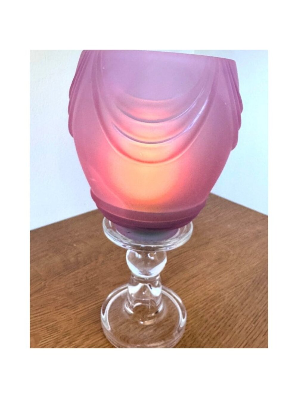 Vintage Pink Frosted Glass Lamp Shade Art Deco Style